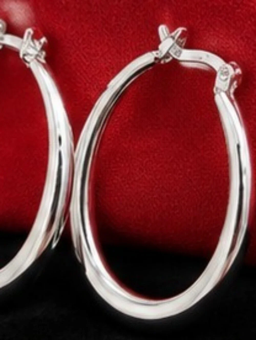 925 Sterling Silver Puffy Oval Hoop Earrings High Polish NWT